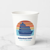 Cooler Kreuzfahrtschiff Familienreise Sonnenunterg Pappbecher (Rückseite)