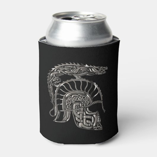 Cooler Krieger Metallic-Drachen-Helm Dosenkühler (Kanne Vorderseite)