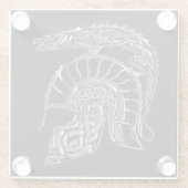 Cooler Krieger Metallic-Drachen-Helm Glasuntersetzer (Rückseite)