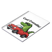 Cooler Krokodil-Cartoon in Sonnenbrille Autofahren Notizblock (Linke Seite)