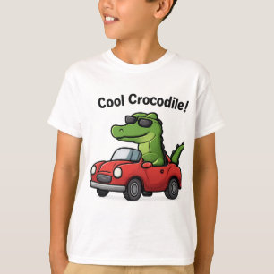 Cooler Krokodil-Cartoon in Sonnenbrille Autofahren T-Shirt