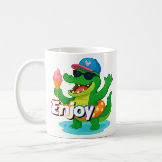 Cooler Krokodil Sommer Vibes Becher Kaffeetasse (Links)