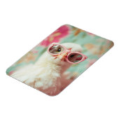 Cooler Küken mit rosa Brillenfeder Magnet (Linke Seite)