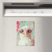 Cooler Küken mit rosa Brillenfeder Magnet (In Situ (Geschirrspüler))