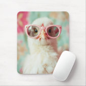 Cooler Küken mit rosa Brillenfeder Mousepad (Mit Mouse)