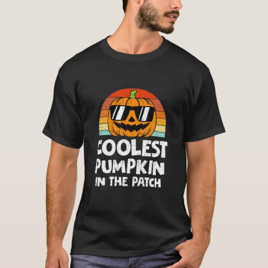 Cooler Kürbis im Patchfall Halloween Pumpki T-Shirt (Vorderseite)