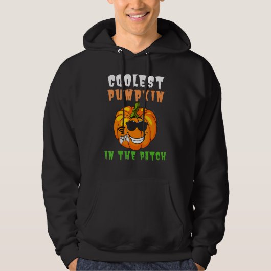 Cooler Kürbis im PatchHalloween Kids Graphi Hoodie (Vorderseite)