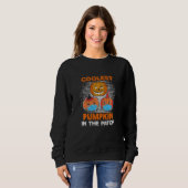 Cooler Kürbis in das Patchgefechtsmaske Halloween Sweatshirt (Vorne ganz)