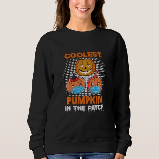 Cooler Kürbis in das Patchgefechtsmaske Halloween Sweatshirt (Vorderseite)