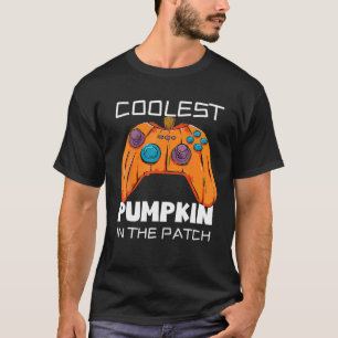 Cooler Kürbis in Patch Gamer Boys Halloween T-Shirt