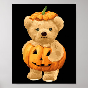 Cooler Kürbis und Bär zu Halloween Poster
