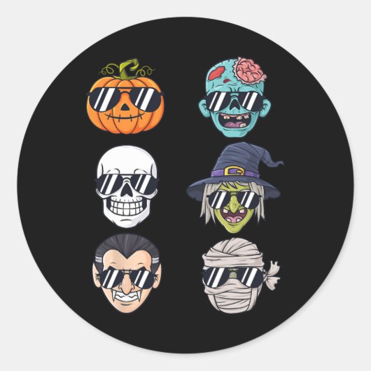 Cooler Kürbiskeil Halloween Skeleton Hexenvampire Runder Aufkleber (Vorderseite)