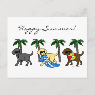 Cooler Labradors Beach Party Cartoon Einladungspostkarte