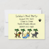 Cooler Labradors Strand-Party-Cartoon Einladung (Rückseite)