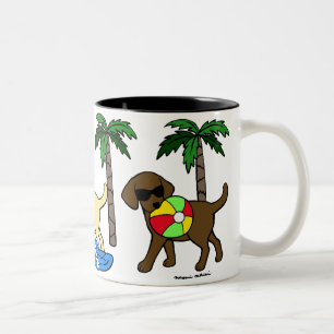 Cooler Labradors Strand-Party-Cartoon Zweifarbige Tasse