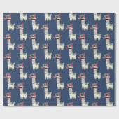 Cooler Lama in Weihnachtsmannmütze und Sonnenbrill Geschenkpapier (Flach)