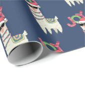 Cooler Lama in Weihnachtsmannmütze und Sonnenbrill Geschenkpapier (Rolleneckpunkt)