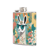 Cooler Lama mit Sonnenbrille floral Flachmann (Links)