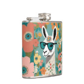 Cooler Lama mit Sonnenbrille floral Flachmann (Rechts)