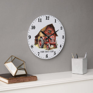 Cooler Landwirtstraktor Nachricht hinzufügen Große Wanduhr