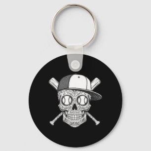 Cooler Latino-Mexikanischer Zuckerschädel-Baseball Schlüsselanhänger