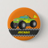Cooler laufender grüner Monster-LKW für Button (Vorderseite)