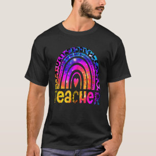 Cooler Lehrer Leopard Tie Dye Regenbogen Lehrer Rü T-Shirt
