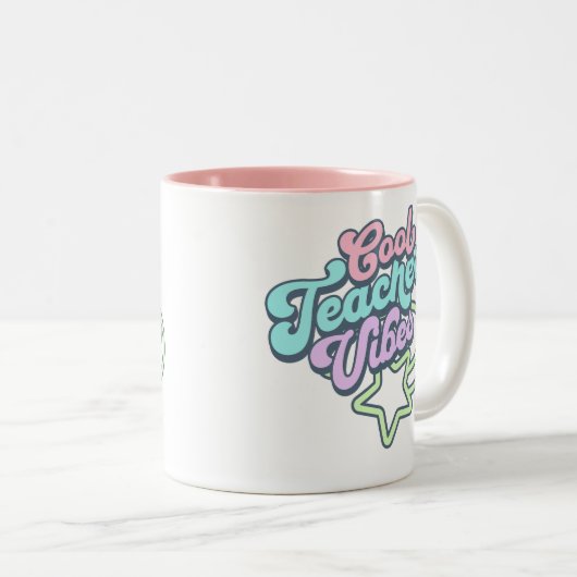Cooler Lehrer Vibes Retro Styling Geschenk Grün Zweifarbige Tasse (VorderseiteRechts)