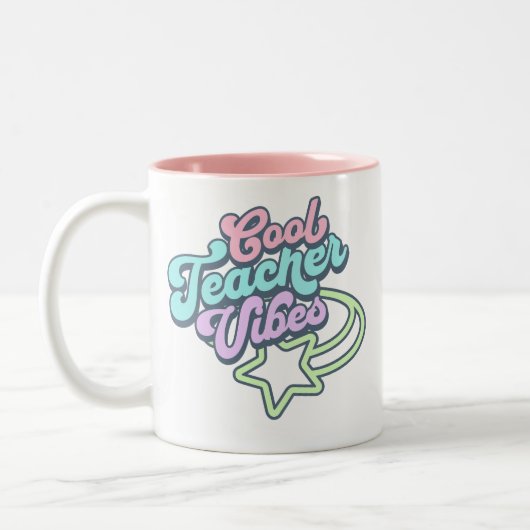 Cooler Lehrer Vibes Retro Styling Geschenk Grün Zweifarbige Tasse (Links)