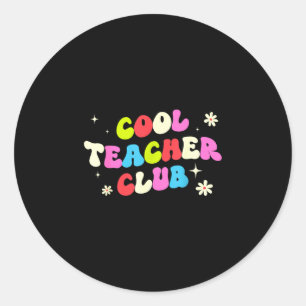 Cooler Lehrerclub retro groovy lustig zurück zu Runder Aufkleber