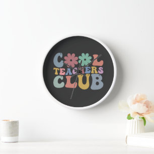 Cooler Lehrerclub Retro Groovy Zurück zur Schule  Uhr