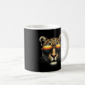Cooler Leopard mit Sonnenbrille Stylischer Leopard Kaffeetasse (VorderseiteRechts)