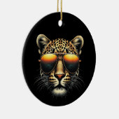 Cooler Leopard mit Sonnenbrille Stylischer Leopard Keramik Ornament (Rechts)