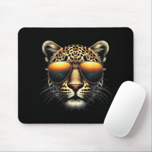 Cooler Leopard mit Sonnenbrille Stylischer Leopard Mousepad