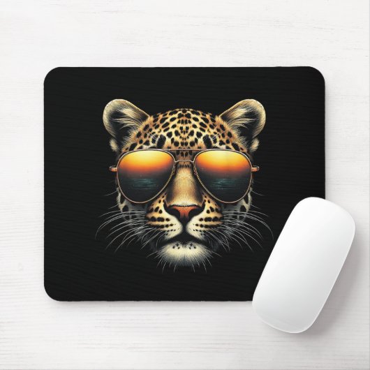 Cooler Leopard mit Sonnenbrille Stylischer Leopard Mousepad (Mit Mouse)