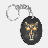 Cooler Leopard mit Sonnenbrille Stylischer Leopard Schlüsselanhänger (Vorderseite links)