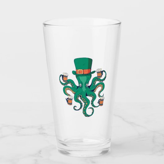 Cooler Leprechaun Octopus und Beer St. Patrick's D Glas (Vorderseite)