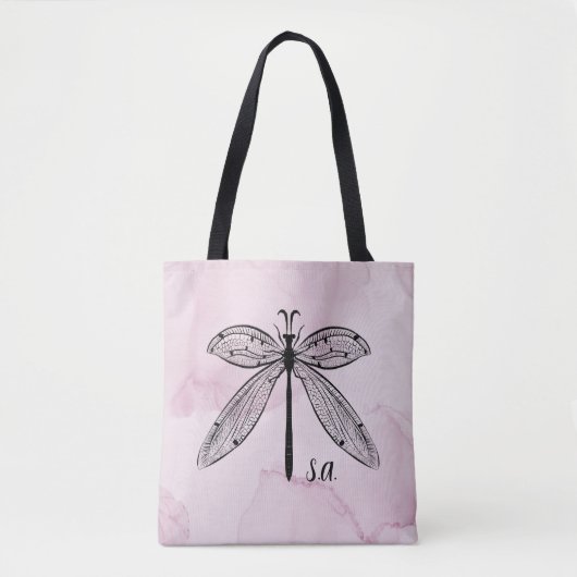 Cooler Libelle-Cotgingcore Rosa Monogramm Totbeute Tasche (Vorderseite)
