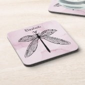 Cooler Libelle-Kern - rosa Name Getränkeuntersetzer (Linke Seite)