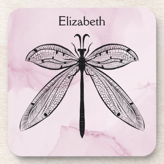 Cooler Libelle-Kern - rosa Name Getränkeuntersetzer (Vorderseite)