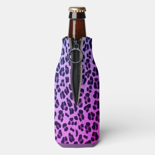 Cooler Lila Leopard Druckflasche Cooler Flaschenkühler (Flasche Rückseite)