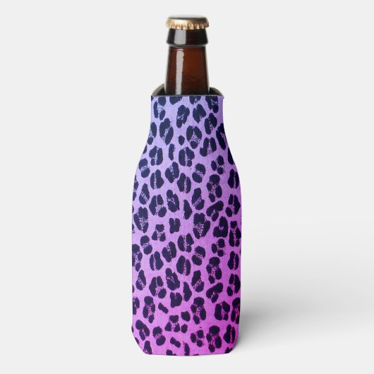 Cooler Lila Leopard Druckflasche Cooler Flaschenkühler (Flaschenvorderseite)