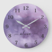 Cooler Lila Schwarz-Gotik Große Wanduhr (Vorderseite)