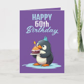 Cooler Lila und weißer Penguin Husband 60. Geburts Karte (Vorderseite)