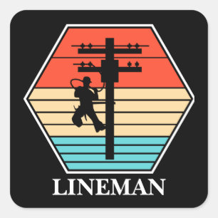 Cooler Lineman Vintage-Sonnenuntergang Quadratischer Aufkleber