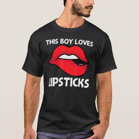 Cooler Lipstick für Jungen Kinder Kosmetikartikel T-Shirt (Vorderseite)