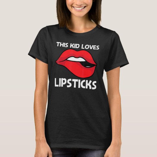 Cooler Lipstick für Kleinkinder Kosmetiktücher T-Shirt (Vorderseite)