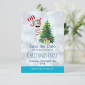 Cooler Llama auf Silver Bokeh & Icy Blu Save the D Einladung (Stehend Vorderseite)