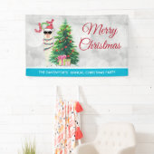 Cooler Llama auf Silver Bokeh & Icy Blue Christmas Banner (Insitu)