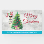 Cooler Llama auf Silver Bokeh & Icy Blue Christmas Banner (Horizontal)